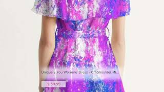 Uniquely You Womens Dress - Off-Shoulder Midi Dress / Purple