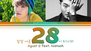 Agust D – 28 (점점 어른이 되나봐) (Feat. NiiHWA) Color Coded lyrics 가사 歌詞 [HAN/ROM/ENG]