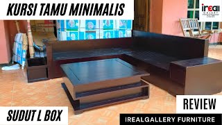 REVIEW, SET KURSI TAMU MINIMALIS L SUDUT BOX BAHAN KAYU JATI JEPARA