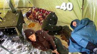 -40° Solo Camping 7 Days | Snowstorms Hot Tent Camping in CRAZY Blizzard | ASMR