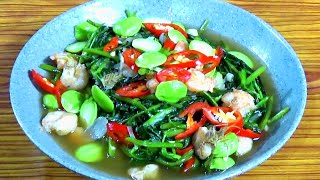 RESEP MASAKAN KANGKUNG SAUS TIRAM Tetap hijau dan sedap banget / RECIPES OF kangkung oyster sauce