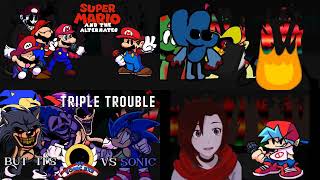 FNF - Wha? - Triple Trouble Mashup (Mario & Alternates + Sonic.exe Update 1.5 + RWBY + Triple Hosts)