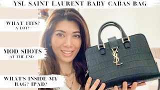 SAINT LAURENT YSL BABY CABAS MONOGRAM BAG WHAT FITS REVIEW MOD SHOTS