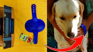 Pet Bathing and Grooming Hand Brush with Rubber Bristles for Dogs | Unboxing & Review