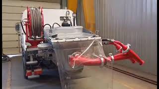 Double spraying heads shotcrete machine