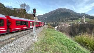 Rhätische Bahn (RhB) | Weltrekordversuch; 3x Stadler Capricorn als IR nach Chur am Bhf. Tiefencastel