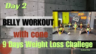 Day 2: Cone or Ball Belly Workout - 9 Days Weight Loss Challenge | Green Theme