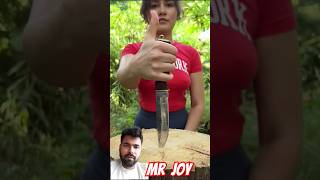 GIRL with a knife 🔪#camping #survival #bushcraft #outdoors #tiktok #youtubeshorts #trending