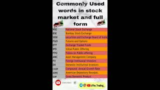 stock market Coman words and full form