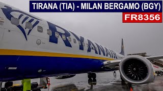 Delayed flight from 🇦🇱 Tirana (TIA) to 🇮🇹 Milan Bergamo (BGY) on a stormy day