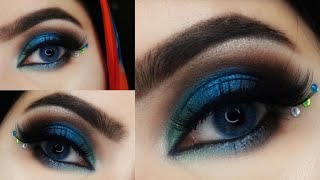 Blue cut crease eye makeup look|simple Blue eye makeup for Beginners|zubaria