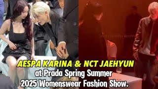 AESPA KARINA and NCT JAEHYUN at Prada Spring Summer 2025 Womenswear Fashion Show.