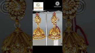 gold jhumka designs/gold jimiki designs. gold earrings models/gold jhumka models  #shorts