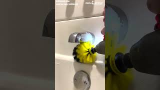 SUPER EFFECTIVE Scrubbing Around a Tub Rim with Drillbrush | Tub Cleaning Part 1 #shorts