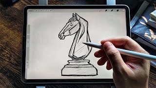 How to draw knight chess piece - Easy Drawing Tutorial