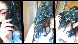 BLUE GLITTER HAIR, capelli glitterati #glitter #hair #partyhair