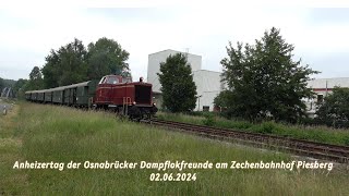 Anheizertag der  Osnabrücker Dampflokfreunde am Zechenbahnhof Piesberg 02.06.2024 (4K)