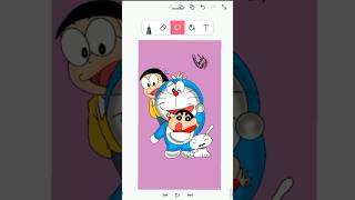 Doremon X Shin Chan 🍥 Digital Art 💜 #ytshorts #shorts #shinchan #doremon #anime #trending