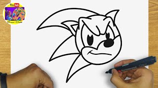 HOW TO DRAW ANGRY SONIC | EASY STEP BY STEP | DRAWING SONIC FACE TUTORIAL