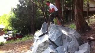 Ecobust expansive controlled demolition  vs granite boulder