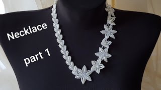 Bead necklace/Pearl necklace/Diy necklace/Necklace with flowers/Колье из бусин бисера/Часть 1