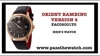 ORIENT BAMBINO VERSION 4 FAC08001T0 BROWN DIAL BROWN/RED LEATHER BAND MEN'S WATCH