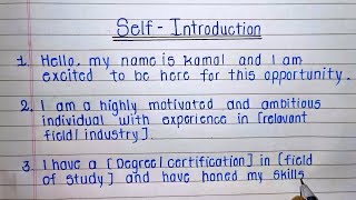 Self Introduction || 10 line on self Introduction ||  Essay on Self Introduction in English