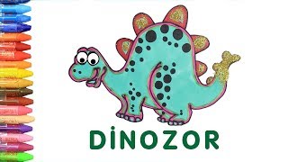 Dinozor 🦖 Çiz ve Boya | Renkleri ve Hayvanları Öğreniyorum | Türkçe ve İngilizce Öğreniyorum