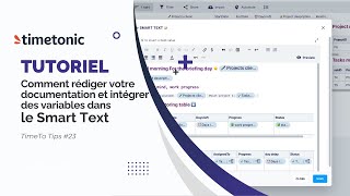 Comment rédiger votre documentation et intégrer des variables dans le SmartText de TimeTonic.