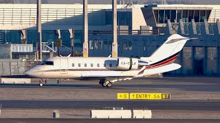 Bombardier Challenger 650 from NetJets Europe CS-CLA departure at Munich Airport MUC EDDM