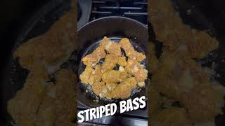 Frying Striped BASS!!! #shorts #shortfeed #fishing #striper #stripedbass #fish #stripedbassfishing