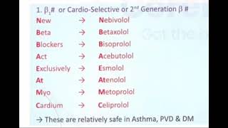 Selective Beta 1 Blockers - Cardio Selective - 2nd Generation Drug Uses & Contraindications