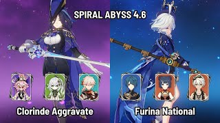 C0 Clorinde Aggravate | C0 Furina National Team F2P | Spiral Abyss 4.6 Floor 12 | Genshin Impact