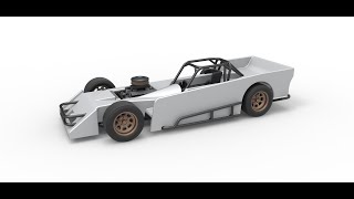 3D printable Small Block Supermodified race car Scale 1:25 3D model view