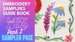 Lazy Daisy Stitch Part 2 🌾 Lavender & Daisies 🌼 Embroidery Sampler Guide Book for Beginners | Page 5