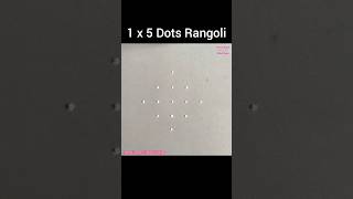 1 x 5 Dots Rangoli Design, Easy Kolam Design, Muggulu Design #rangoli #dotsrangoli #Shorts