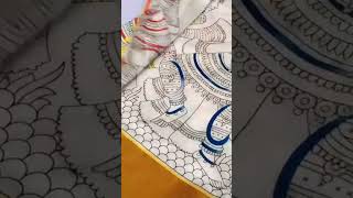 white silk saree with kalamkari pencil print designs @trendingonline353. saree  video link description