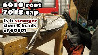 6010 root with 7018 cap, stronger than 3 bead 6010?