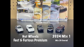 Fast And Furious Premium Set By Hot Wheels (2024 Mix 1) (Mix 20) | Honda Nissan AE86 Ford Cuda