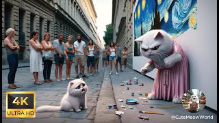 Kitten Graffiti on the Street ⎮Dream Painter ⎮Cute Cats 🎨🐱🖼️ #cat #cute #aicats #catvideos2024