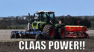 Seeding | Claas Xerion 3800 w/ Dalbo front harrow & Väderstad Rapid 400C