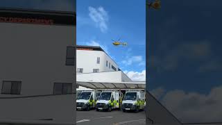 Scottish air ambulance landing at the Royal Infirmary #emergencyservices #airambulance #onthisday