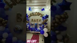 Here we do welcome baby 🧒 boy balloon decoration with ring stand and roses decore-welcome baby boy