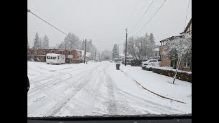 Snowy drive(sped-up) from Tigard to McMinnville Oregon