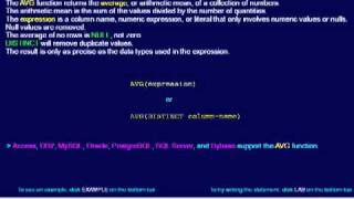 SQL 096 Column Functions, AVG or How can I get the average value of a column?