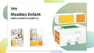 SoBuy Meubles enfant | Coffre à jouets | Bac rangement jouet | Bac de rangement jouet | KMB74-W