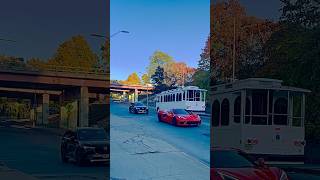 Red Corvette & A Trolley Bus On Main @ Poughkeepsie!