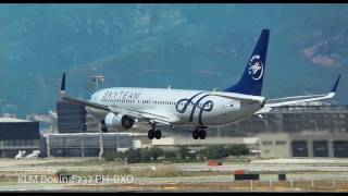 PSatB PGA Fokker 100 CS-TPB & KLM Boeing 737 PH-BXO landing at Barcelona-El Prat airport