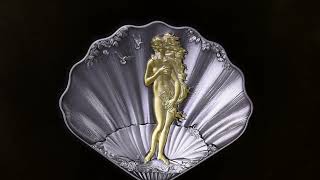 2025 Samoa 3 Ounce Birth of Venus 3D Shaped 24K Plated Silver Coin