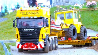 MIND BLOWING RC EQUIPMENT AND HYDRAULIC MACHINES WORKING HARD - HEAVY HAULAGE RC TRUCK TRANSPORT